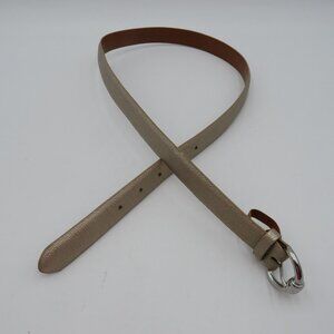 Lauren Ralph Lauren RLL Belt Womens Medium Textured Leather Silver Tone Buckle